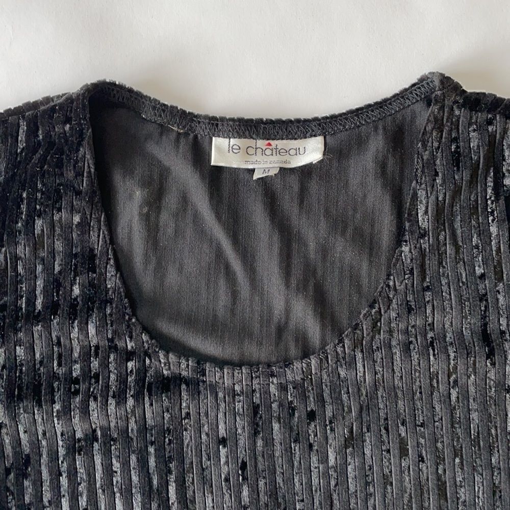 Le Chateau Ribbed Velour Bodysuit, M